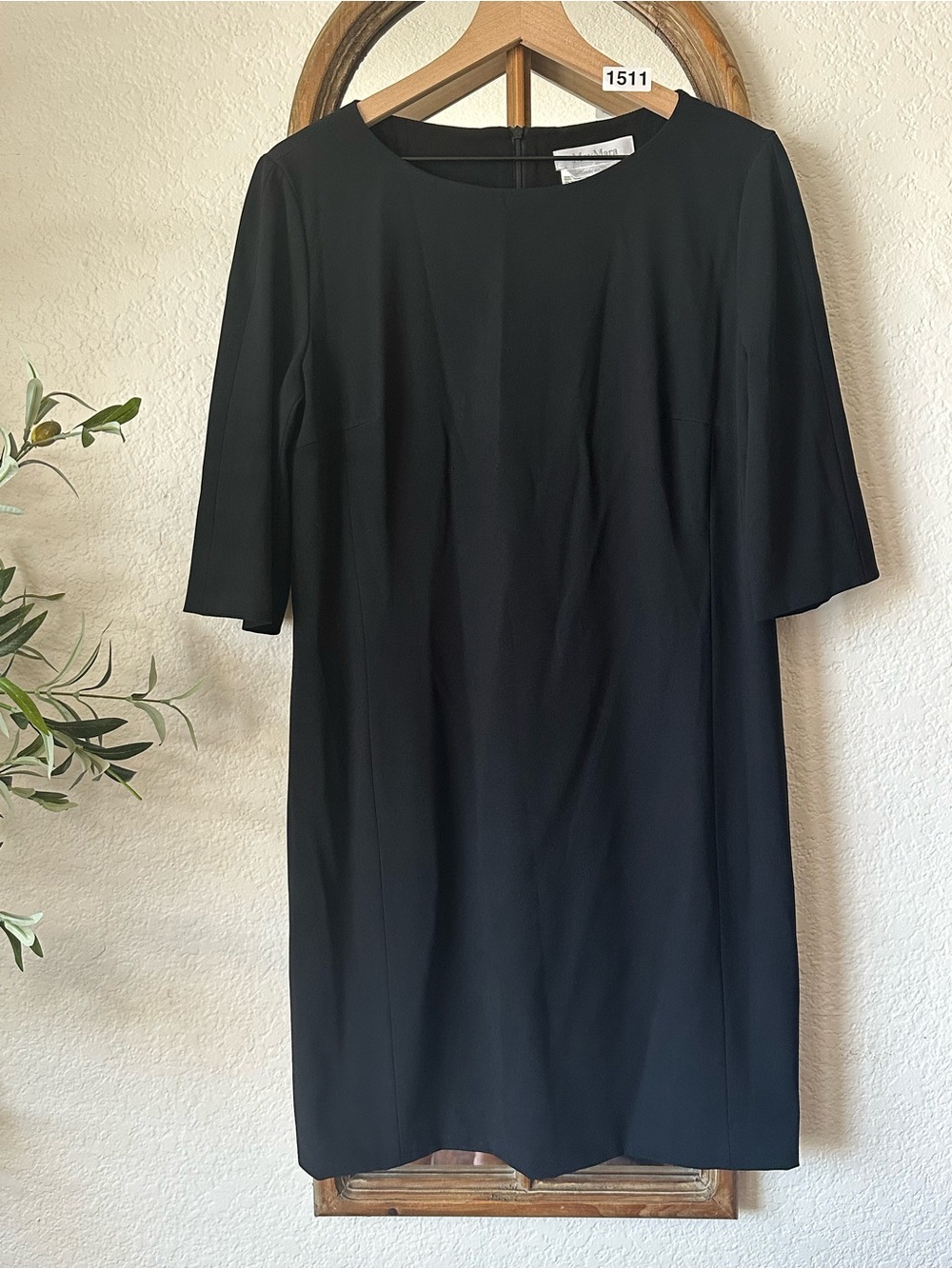 Max Mara Black Shift Sheath Dress Italy Career Cocktail Minimalist Size 14